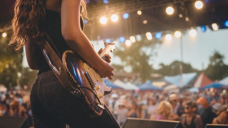 Editorial archive image illustrating Ally Venable and the New Wave of Female Blues Guitarists.