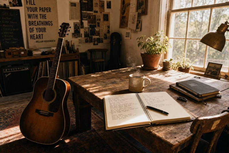 Editorial archive image illustrating Joe Pug's American Herald and the Working Troubadour Path.