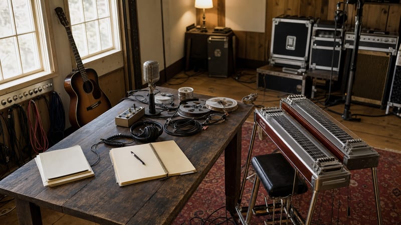 Editorial archive image illustrating The Pedal Steel Revival: How a Nashville Instrument Found Its Way Back Into Indie Americana 2009-2013.