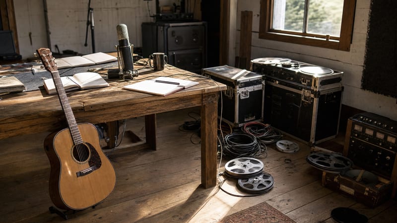 Editorial archive image illustrating Songwriting Camps and Folk Workshops: Where the Next Generation of Roots Artists Learned Their Craft.